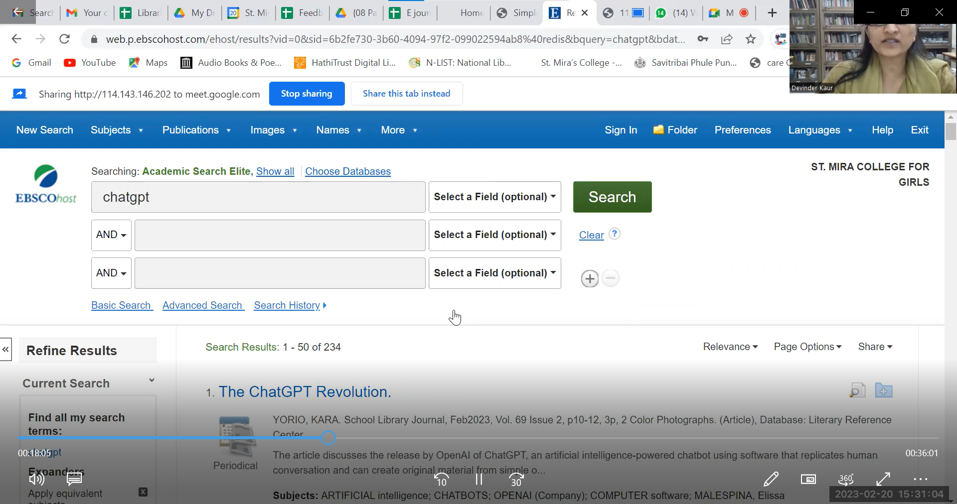 Demonstration of EBSCOhost Platform 20th Feb 2023